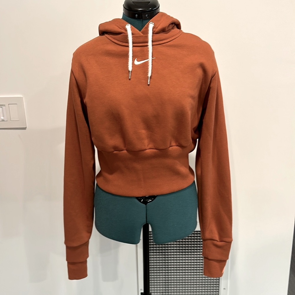 Nike crop super cute hoody! Burnt orange color with interesting detailed cuffs.